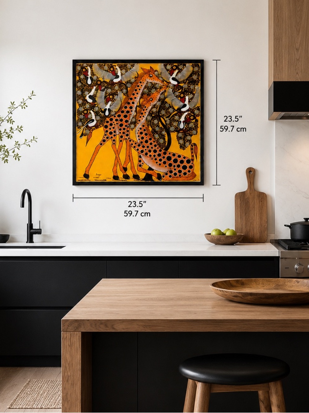 Vibrant Orange Giraffe Wall Art Print - Unbranded